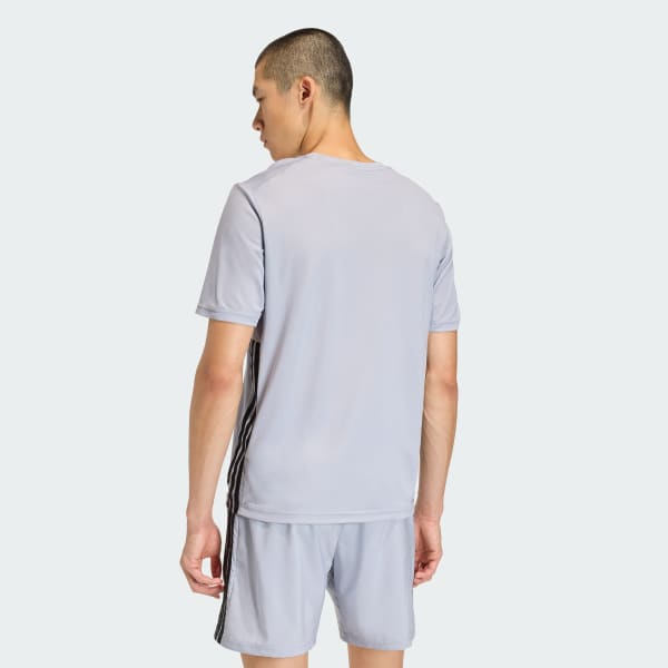 Cinzento T-SHIRT WORKOUT ESSENTIALS BASE 3-STRIPES