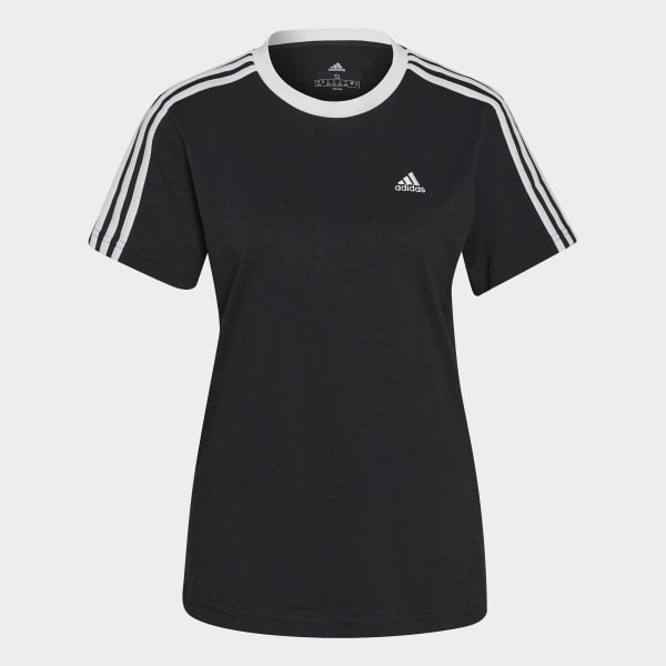 Schwarz Essentials 3-Streifen T-Shirt