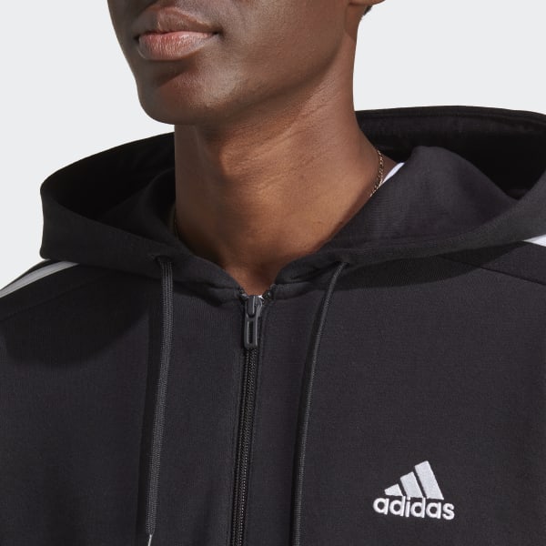 stomach hostility do an experiment adidas Essentials French Terry 3-Stripes Full-Zip Hoodie - Black | Men's  Lifestyle | adidas US