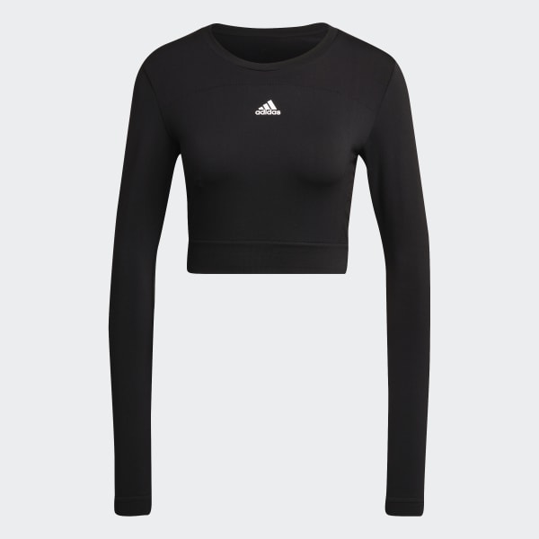 Sort adidas AEROKNIT Seamless Fitted Cropped T-shirt