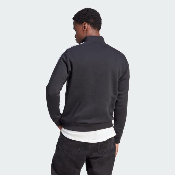 Negro Sudadera Essentials Fleece 1/4-Zip 3 bandas