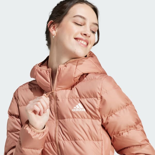 adidas Essentials Light Down Hooded Jacket Brown adidas T rkiye