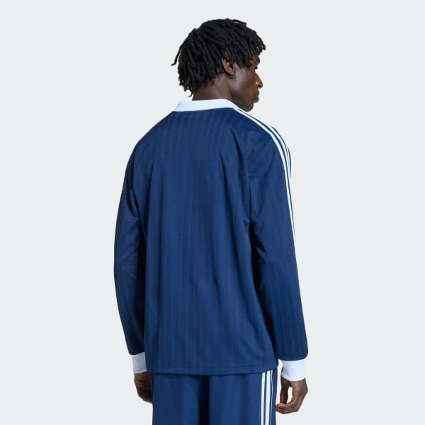 ブルー アディカラー ピケ サッカー長袖Tシャツ