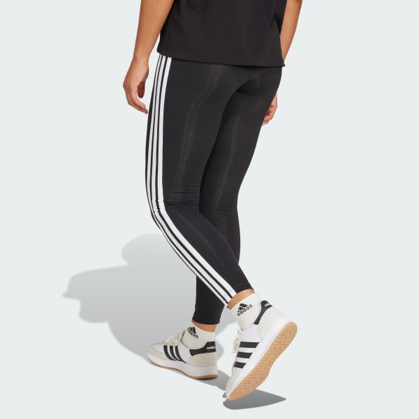 Black Essentials 3-Stripes Cotton Leggings