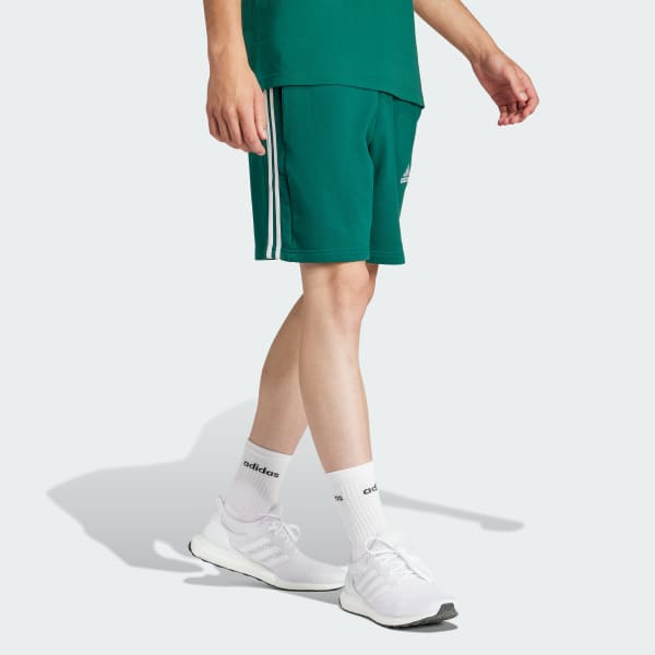 adidas Essentials French Terry 3-Stripes Shorts - Green | Free Delivery ...