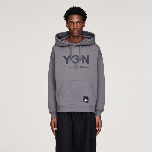 adidas Y-3 NBHD GRAPHIC HOODIE - Grey | Free Shipping with adiClub