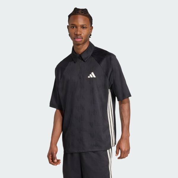 adidas Stadium Jacquard Polo Tee - Black | Free Shipping