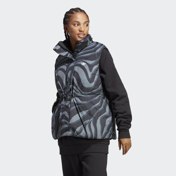 Svart Abstract Animal Print Reversible Vest