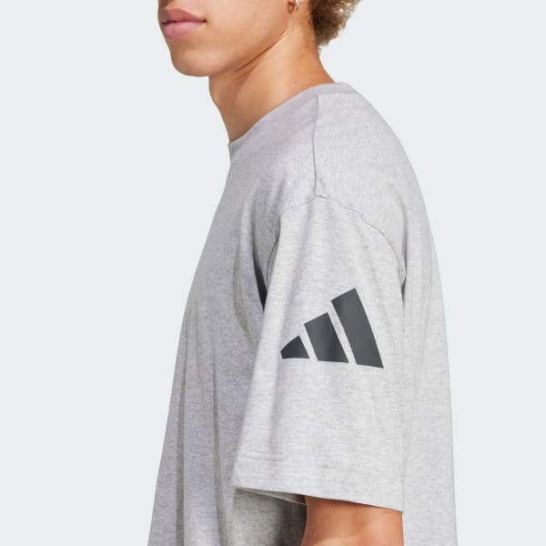 adidas Essentials Loose Fit 3 Bar Logo Tee - Grey | Free