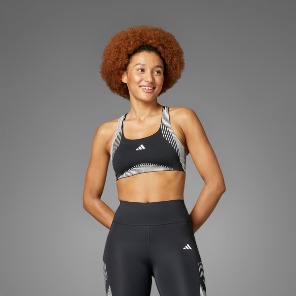 สีดำ สปอร์ตบราซัพพอร์ตระดับปานกลาง Powerimpact Luxe Pro Series