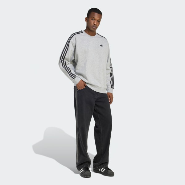 Grey 아디컬러 3-스트라이프 오버사이즈 크루넥