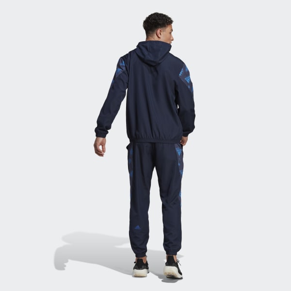 Blue Woven Allover Print Track Suit UV642