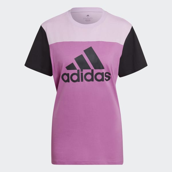 Fioletowy Essentials Colorblock Logo Tee TU382