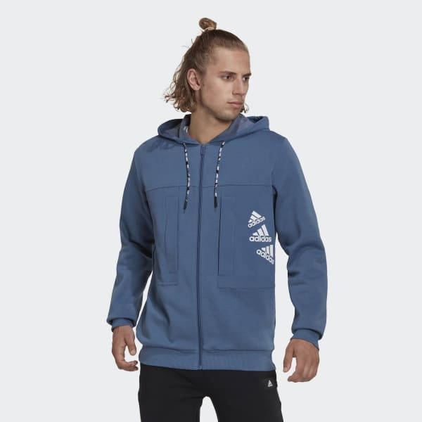 blauw Essentials BrandLove Fleece Ritshoodie DC642