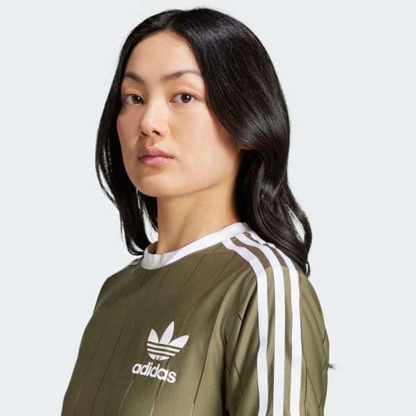 Womens Adidas Adidas Originals Stripe T Shirt Green Adidas