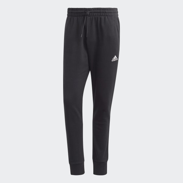 Black Essentials French Terry Tapered Cuff Pants