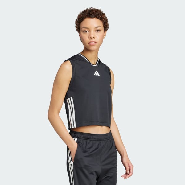 Hitam Tank Top Mesh Tiro Cut 3-Stripes