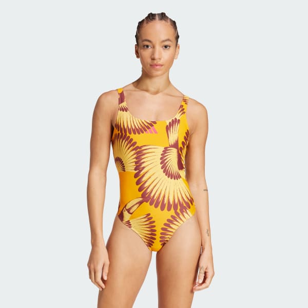 oranzová Plavky adidas x FARM s 3-pásikmi