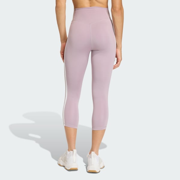 Purple Optime Essentials Workout 3-Stripes 3/4 Leggings