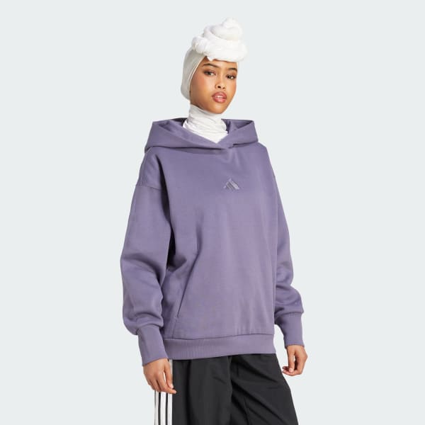 adidas ALL SZN Fleece Loose Hoodie - Purple | Free Shipping with
