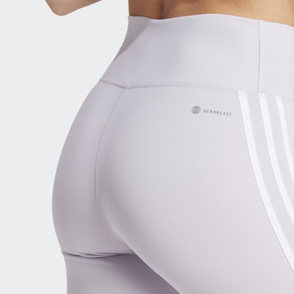 Fioletowy Train Essentials 3-Stripes High-Waisted 7/8 Leggings