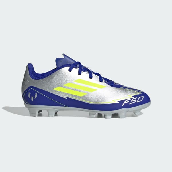 สีเงิน รองเท้าฟุตบอล F50 Club Messi Firm/Multi-Ground สำหรับเด็ก