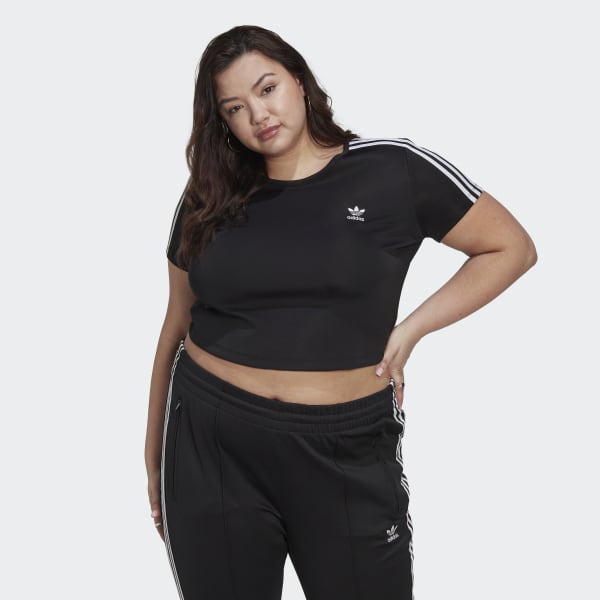 Preto T-shirt Curta 3-Stripes Adicolor Classics (Plus Size) CV118