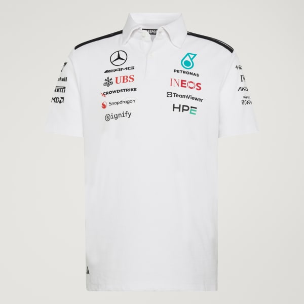 Hvid MERCEDES - AMG PETRONAS FORMULA 1 TEAM ENGINEERS polotrøje