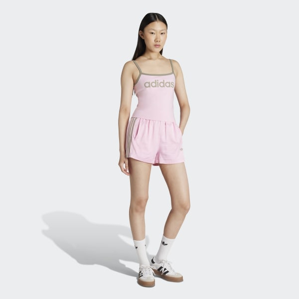 【ADIDAS】Pinstripe Satin Short Pants - Pink / KD2282 adidas Originals Pinstripe Satin Shorts - Pink | Free