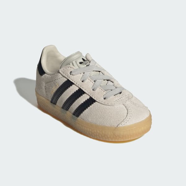 Beige Gazelle Comfort Closure Elastic Laces Shoes Kids