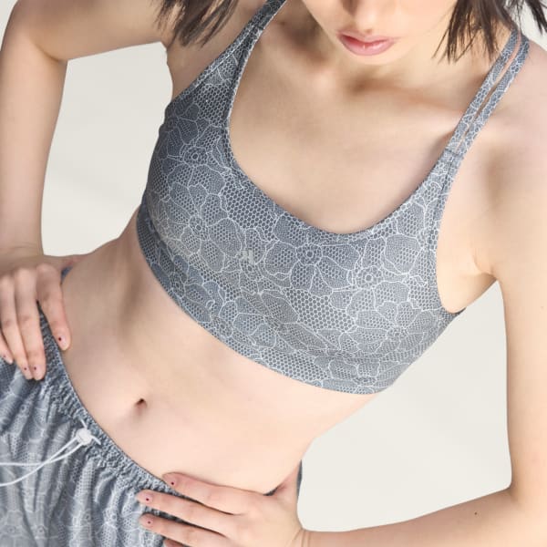 グレー adidas by Stella McCartney ランニング プリント ミニ クロップ トップス