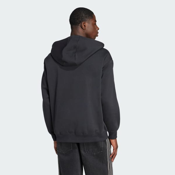 Zwart adidas Adicolor Oversized Hoodie met Lange Ritssluiting