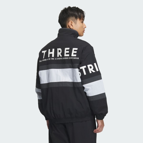 Preto Wording Pack Loose Fit Mesh-Lined Woven Jacket