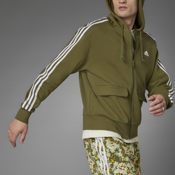 Olive green adidas zip up Clearance