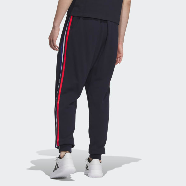 ブルー エッセンシャルズ プラス レギュラーフィット スリーストライプス フレンチテリー カフパンツ