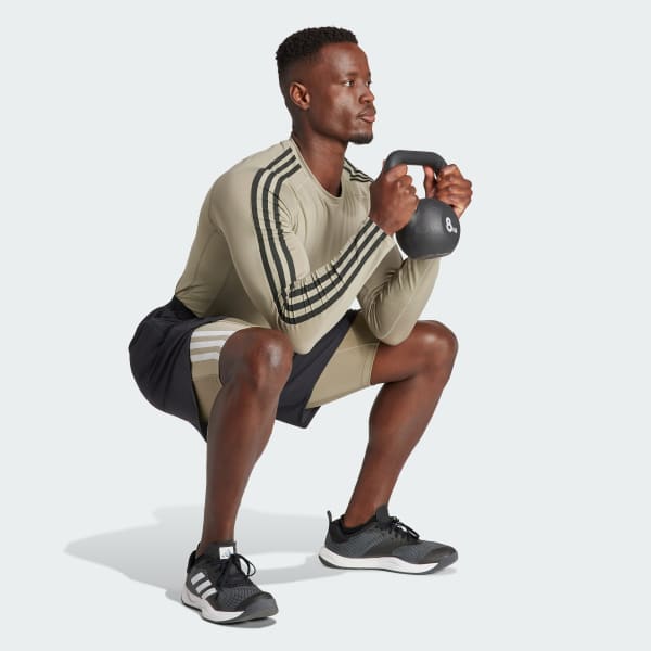 adidas Techfit 3-Stripes Training Tee - Green, Men's Training