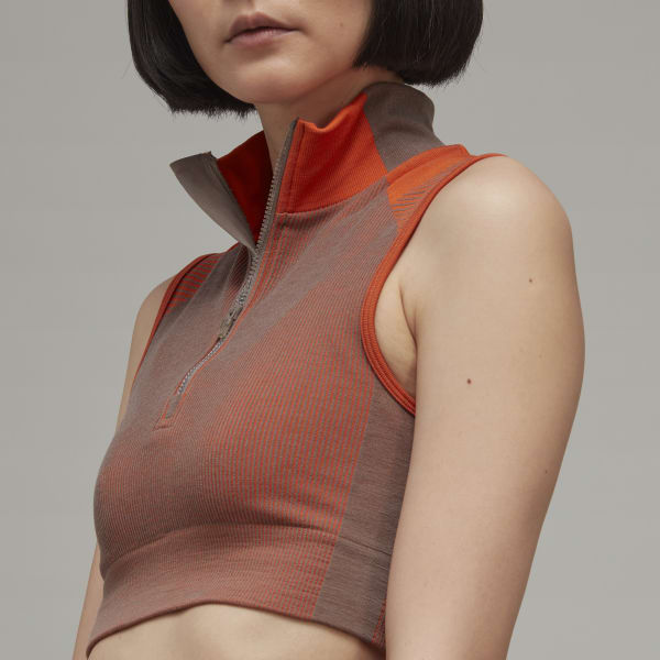 hnědá Top Y-3 Classic Seamless Knit Sport (Cropped) SF410