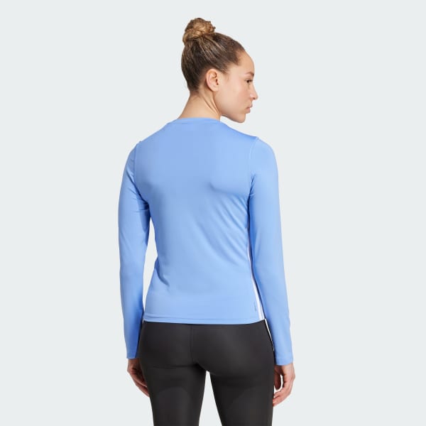 adidas Essentials Long Sleeve 3-Stripes Workout Top - Blue