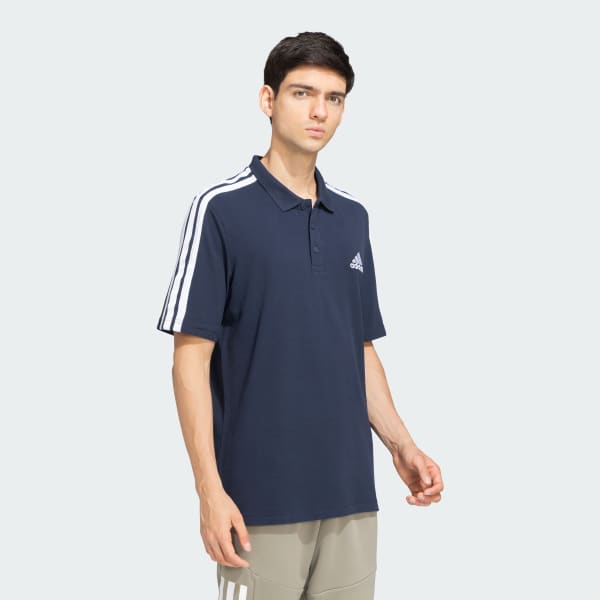 Blue 3 Stripes Polo Tee