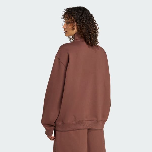 Bruin Essentials Linear Oversized Sweater met Korte Rits