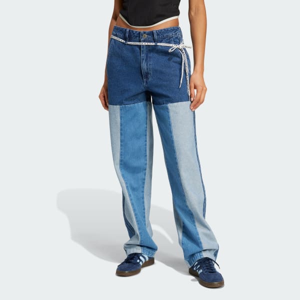 adidas Kseniaschnaider Patchwork Straight Leg Jeans Blau adidas Deutschland
