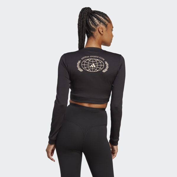 cierna Tričko Sports Club Long Sleeve Crop