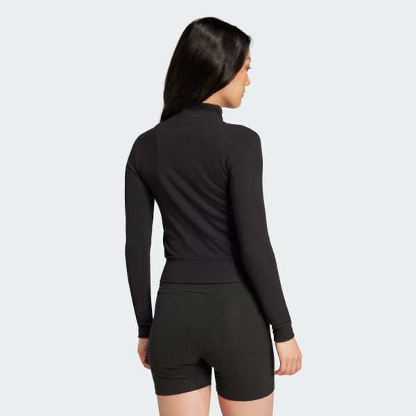 cerná Sportovní top Essentials Ribbed Full-Zip