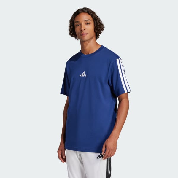 Μπλε Essentials 3-Stripes Single Jersey Tee