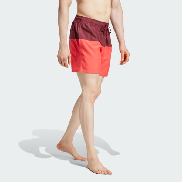 Burgundy Colorblock CLX Swim Shorts Short Length