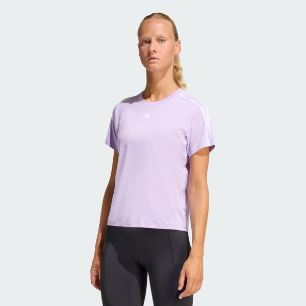 สีม่วง เสื้อยืด AEROREADY Train Essentials 3-Stripes