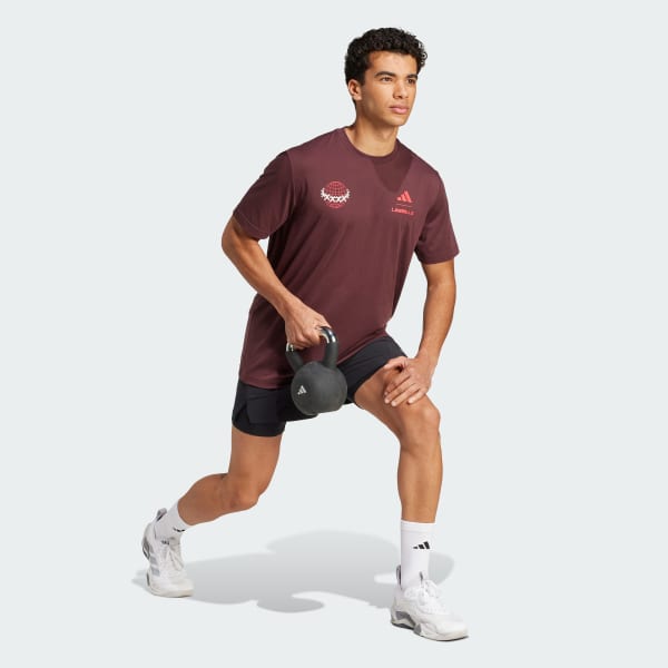 バーガンディ Les Mills チームグラフィック 半袖Tシャツ