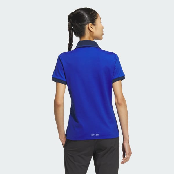 Blue 3-Stripes HEAT.RDY Short Sleeve Polo Shirt