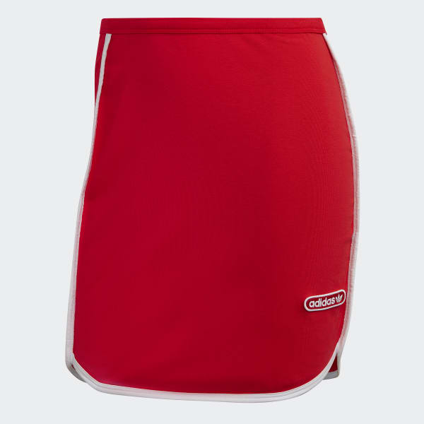 Red Mini Skirt with Binding Details UW748