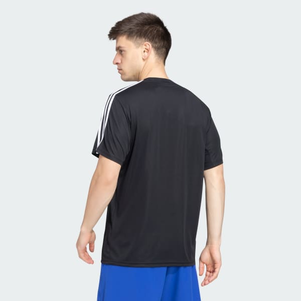 Black TRAINING ESSENTIALS BASE 3 STRIPES TEE